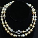 █$9,500 33 INCH NATURAL SOUTH SEA PEARLS DIAMOND NECKLACE / WRAP 14KT CLASP