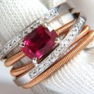█GIA 1.86CT NATURAL VIVID RED RUBY DIAMONDS CROSSOVER BAND RING 18KT NO HEAT