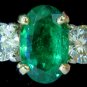&acirc;��$10,500 3.05CT NATURAL EMERALD DIAMOND RING ZAMBIA A+&acirc;��