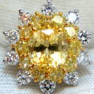 $26000 GIA 11.64CT NATURAL VIVID YELLOW SAPPHIRE DIAMONDS COCKTAIL CLUSTER RING