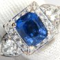 $36000 GIA 6.02 Natural vivid blue no heat sapphire diamonds ring g/vs unheated