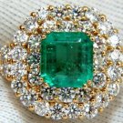 $36000 GIA 7.51 Natural Colombia bright green emerald diamonds ring 18kt