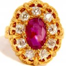 European Vintage Revival 4.06ct. natural red ruby diamonds ring 18kt.