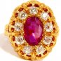 European Vintage Revival 4.06ct. natural red ruby diamonds ring 18kt.