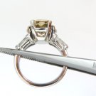 $130,000 GIA 4.12ct. radiant fancy brown green yellow diamonds platinum ring