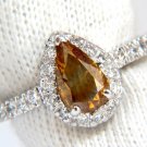 █$5000 1.60ct. natural fancy color yellow brown diamonds halo ring 14kt