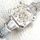 GIA certified 2.00ct. Cushion cut diamond ring G/VVS-2 platinum classic baguette