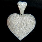 █$6500 2.50CT PUFFED DOME FULL CUTS DIAMONDS HEART PENDANT 14KT & OVER 1 INCH █