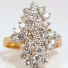 █$5000 1.80ct ladies raised double peaked cluster cocktail diamonds ring 14kt