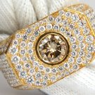 $17000 5.60ct. mens natural fancy light brown diamond master bead set pave ring