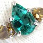 $7500 2.30ct natural emerald fancy color diamonds three stone ring 14kt. vs a+
