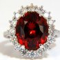 $5000 6.80ct. natural spessartite garnet diamonds cluster halo ring 14kt wg