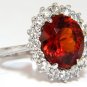 $5000 6.80ct. natural spessartite garnet diamonds cluster halo ring 14kt wg