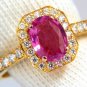 $5000 2.34ct. natural hot pink sapphire diamonds ring 14kt. yellow gold bead set