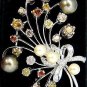 $21000 6.00ct NATURAL FANCY COLOR YELLOW ORANGE BROWN PINK DIAMOND BROOCH &PEARL