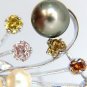 $21000 6.00ct NATURAL FANCY COLOR YELLOW ORANGE BROWN PINK DIAMOND BROOCH &PEARL