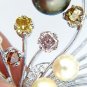 $21000 6.00ct NATURAL FANCY COLOR YELLOW ORANGE BROWN PINK DIAMOND BROOCH &PEARL