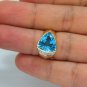 10.06CT NATURAL VIVID SKY BLUE BRIGHT TRILLIANT TRIANGLE TOPAZ DIAMONDS RING