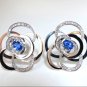 â–ˆ$14500 4.30CT NATURAL SAPPHIRE DIAMONDS EARRINGS 14KT MODERN CROSSOVER CLUSTER