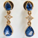 █$7000 5.20CT ESTATE NATURAL SAPPHIRE DIAMOND EARRINGS DANGLE DECO █