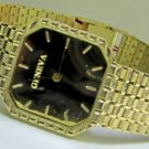 █ VIDEO 14KT GOLD MENS GENEVA WATCH MIRROR GOLD DIAL EXCELLENT VINTAGE