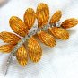 █$2500 18KT VINTAGE .50CT DIAMOND RAISED CURLING LEAF 3D BROOCH PIN