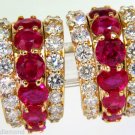 █$15,000 10.00CT NATURAL FINE GEM  RUBY DIAMOND SEMI HOOP EARRINGS 14KT █