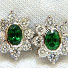 █$6700 3.34CT NATURAL GEM GREEN TSAVORITE DIAMOND CLUSTER HALO EARRINGS 14KT █