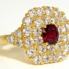 $14000 GIA 4.79CT NATURAL RED NO HEAT RUBY DIAMONDS CLUSTER RING 18KT UNHEATED