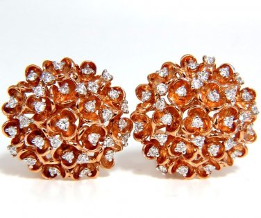 &acirc;��$5000 1.06CT NATURAL DIAMONDS CLUSTER COCKTAIL EARRINGS 14KT OCEAN CORAL 3D