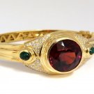 $12500 24.00ct Natural vivid red spessartite diamonds bangle bracelet 18kt
