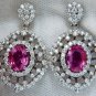 █$19000 6.42CT NATURAL INTENSE FANCY PINK SAPPHIRE DIAMONDS DANGLE EARRINGS 14KT