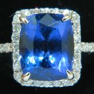 █$8200 NATURAL 6.23CT TANZANITE HALO DIAMOND RING A+ CUSHION CUT & LUSTER VS
