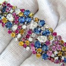 █$52000 34.92CT NATURAL GEM SAPPHIRES DIAMOND BRACELET CLUSTER MULTICOLORED 18KT