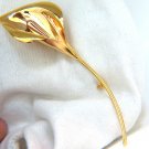 █14KT ITALY HUGE 3D REAL LIFE LILLY BROOCH PIN
