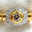 █$8000 18KT 3.21CT NATURAL FANCY LIGHT BROWN & SAPPHIRE DIAMOND RING TOGGLE DECO