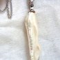 40mm Long natural freshwater pearl diamond pendant & three stranded necklace