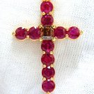$8000 7.00ct.Natural Fancy color brown diamond vivid red ruby cross necklace 14k