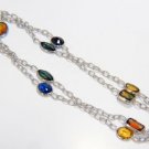 $6000 10.00ct. Natural yellow orange blue sapphire by yard station necklace 14kt