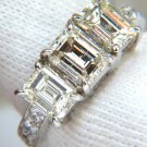 3.66CT. EMERALD CUTS DIAMOND RING CLASSIC 3 $14,000 PAVE BEAD SET 14KT