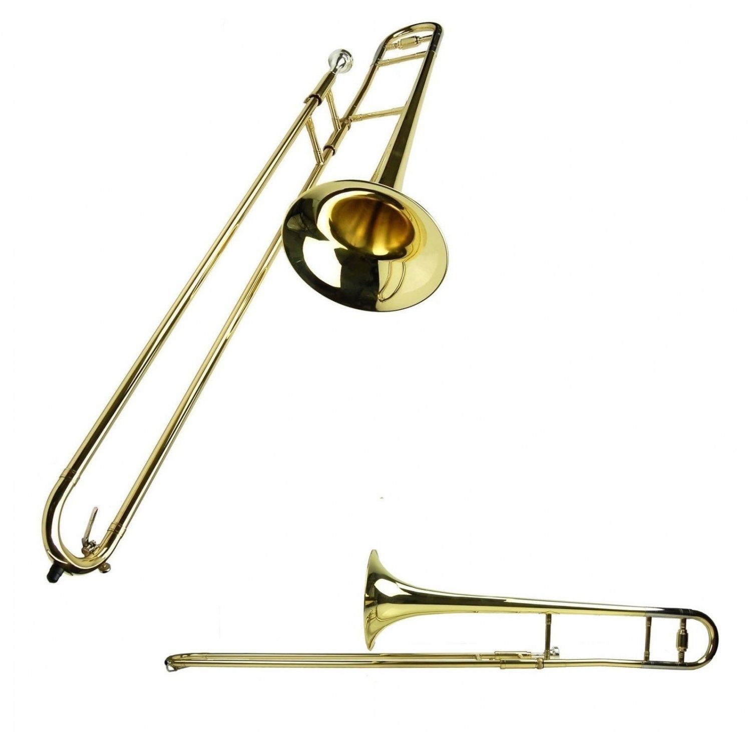 New B Flat Gold Brass Slide Trombone with Case