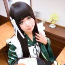 Is the order a rabbit? Ujimatsu Chiya long black 100cm straight anime cosplay party full wig