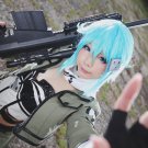 sword art online Asada Sinon short blue anime cosplay party full wig