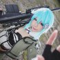 sword art online Asada Sinon short blue anime cosplay party full wig