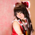 TouHou Project Hakurei Reimu long 60cm black brown anime cosplay party full wig