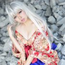 TENJHO TENGE Natsume Maya long straight silver white 100cm anime cosplay party full hair wig