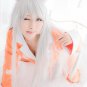 Hanekawa Tsubasa long straight silver white cosplay wig 100cm