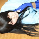 GINTAMA silver soul Katsura Kotarou long straight black cosplau anime full wig 80cm