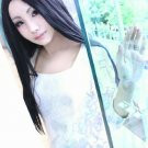 TIGER & BUNNY Tomoe Kaburagi long straight black cosplay anime full hair wig centre parting