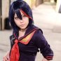 Kill la kill Medium Deep blue mix red straight cosplay cos wig+Free Wig Cap